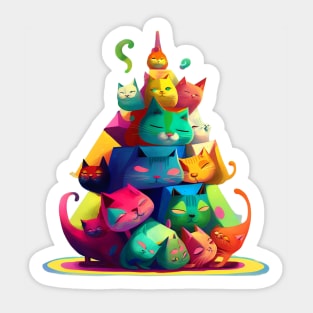 Cat Pyramid - for Cat Lovers, Cat Moms and Cat Daddies Sticker